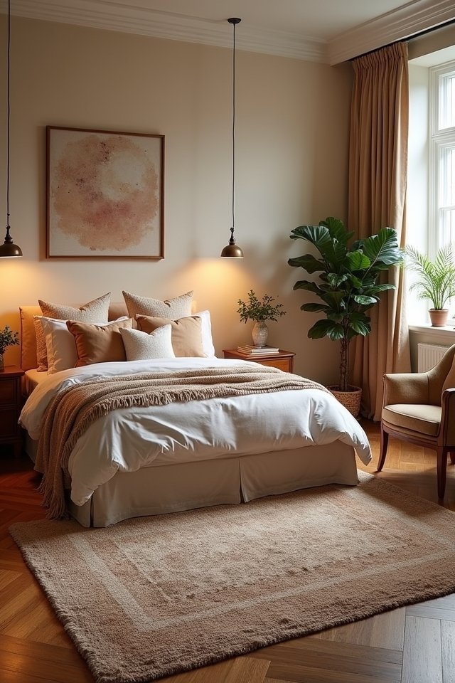 layered rugs create zones