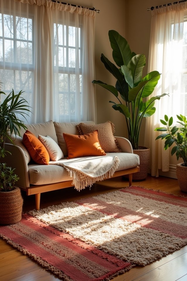 layered rugs for bohemian charm