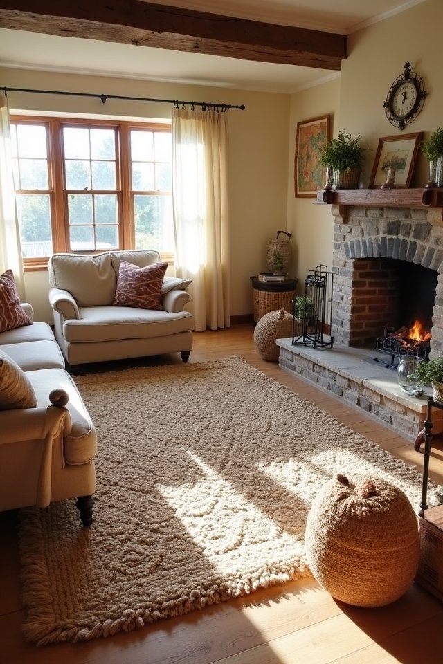 layered rugs for warmth