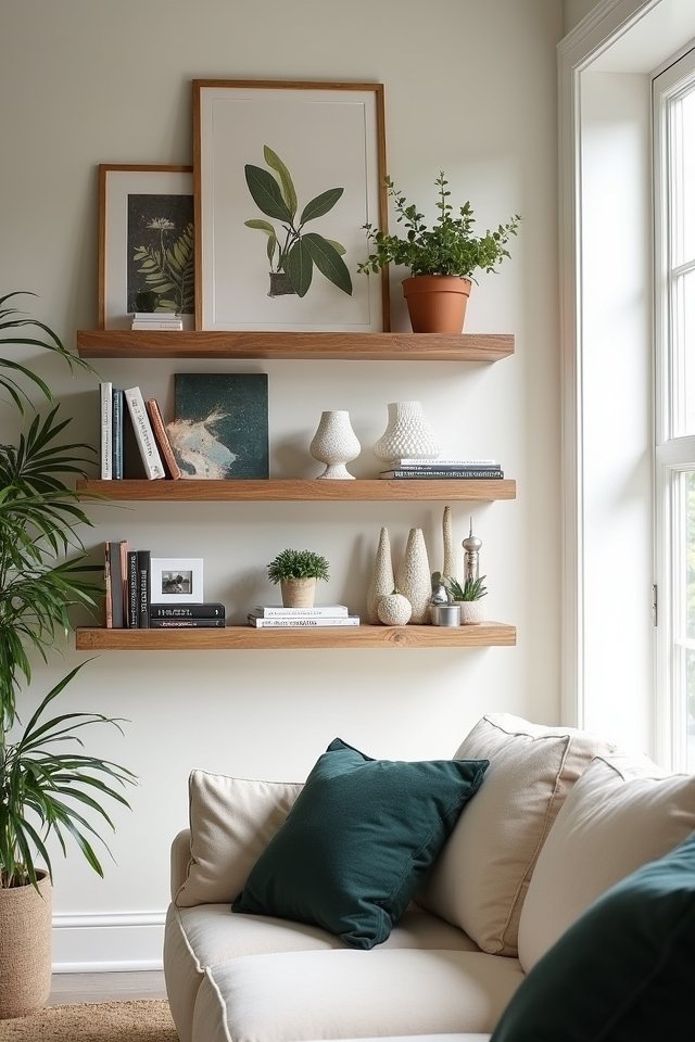 layered shelving for visual interest