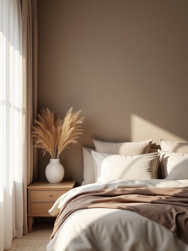 layered taupe bedroom retreat