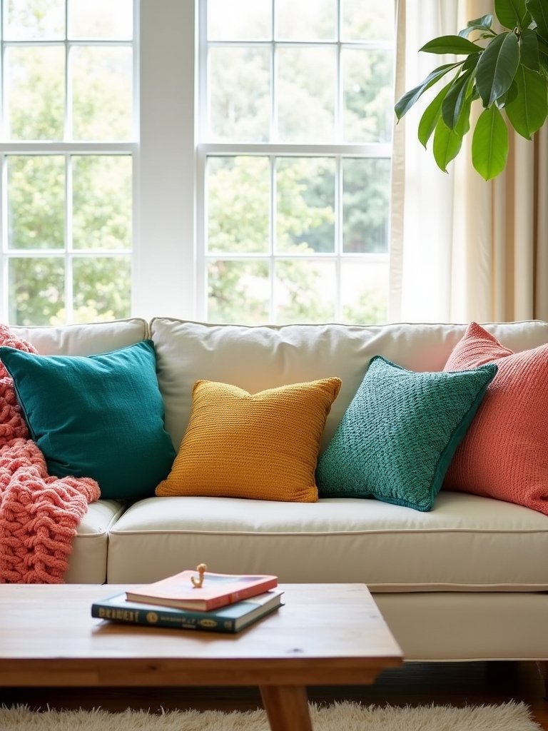 layered textures with pillows
