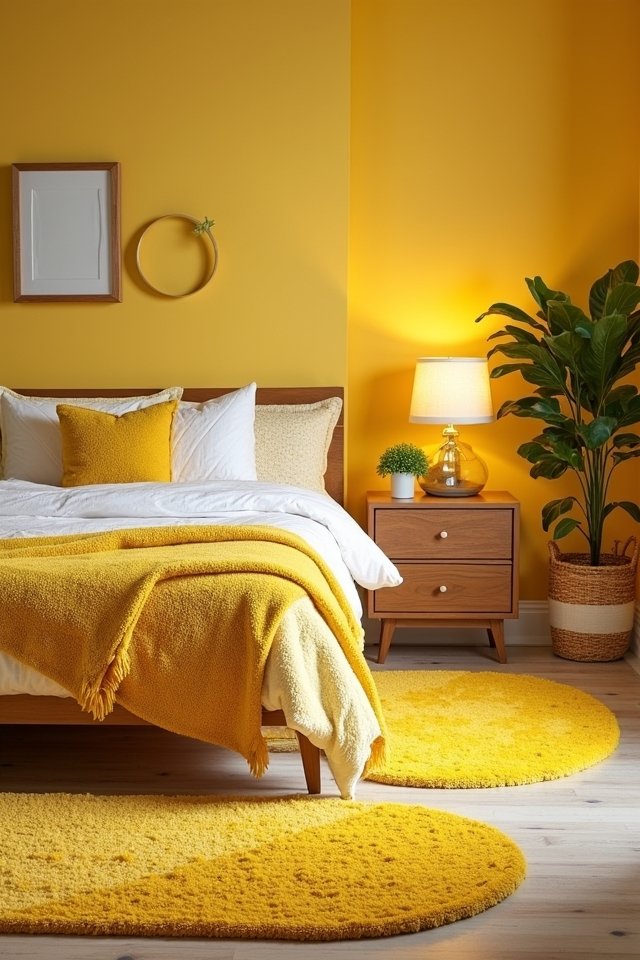 layering yellow rugs beautifully