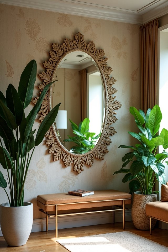 leafy mirrors enhance decor