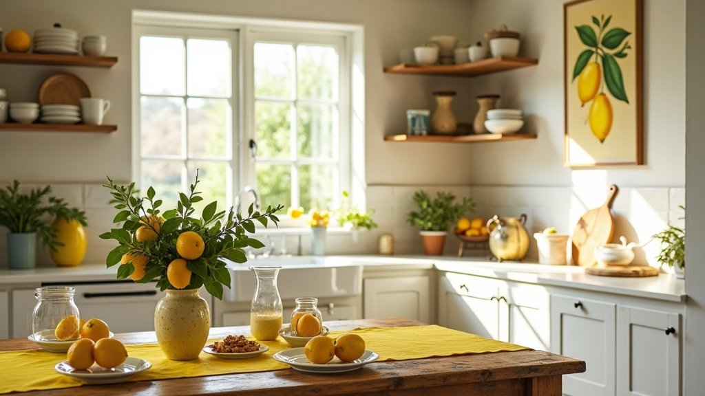 lemon themed farmhouse kitchen decor
