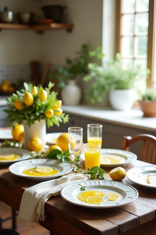 lemon themed vibrant serving plates