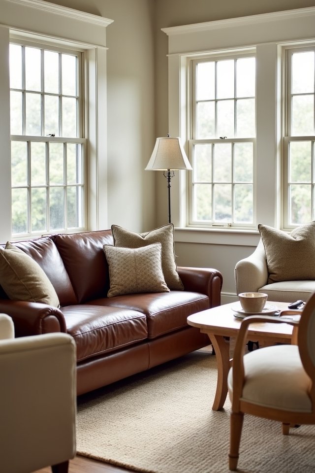 light furniture complements brown sofa