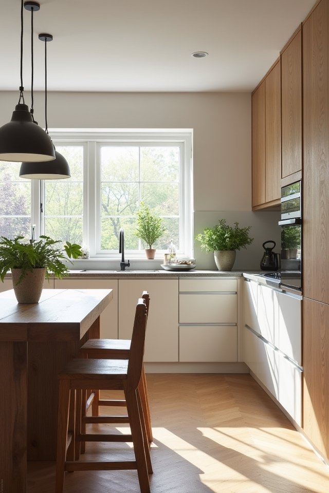 light oak and white cabinetry