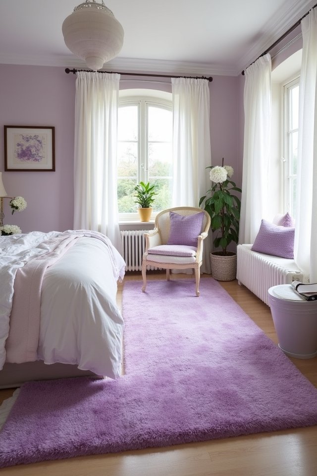 lilac rug for cozy retreat