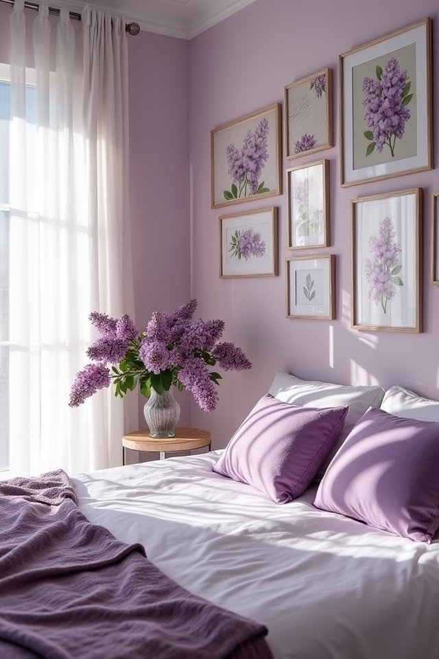 lilac themed artistic wall decor