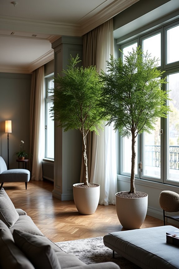 lush indoor potted trees