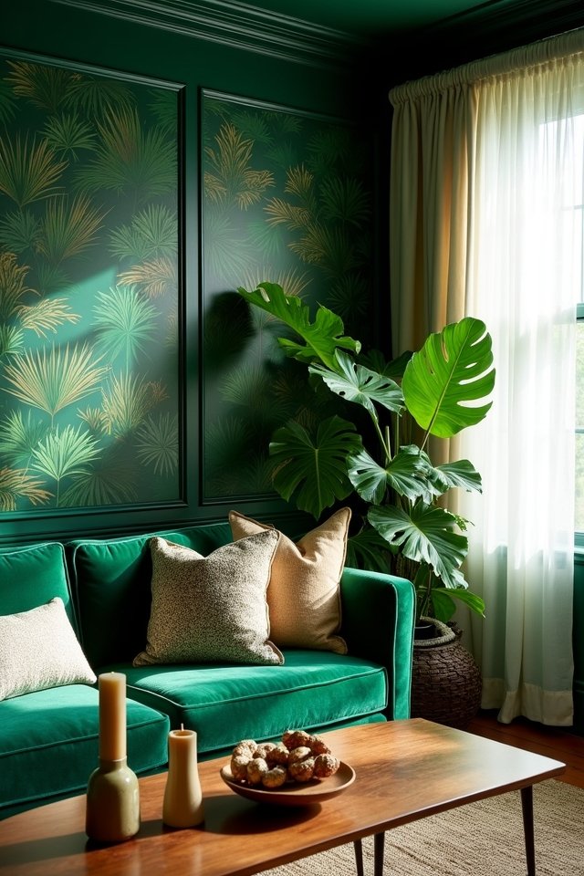 lush jungle inspired living room
