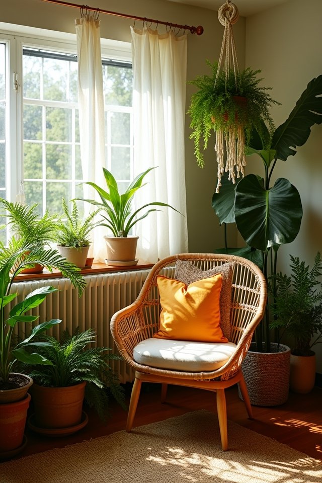 lush living room greenery