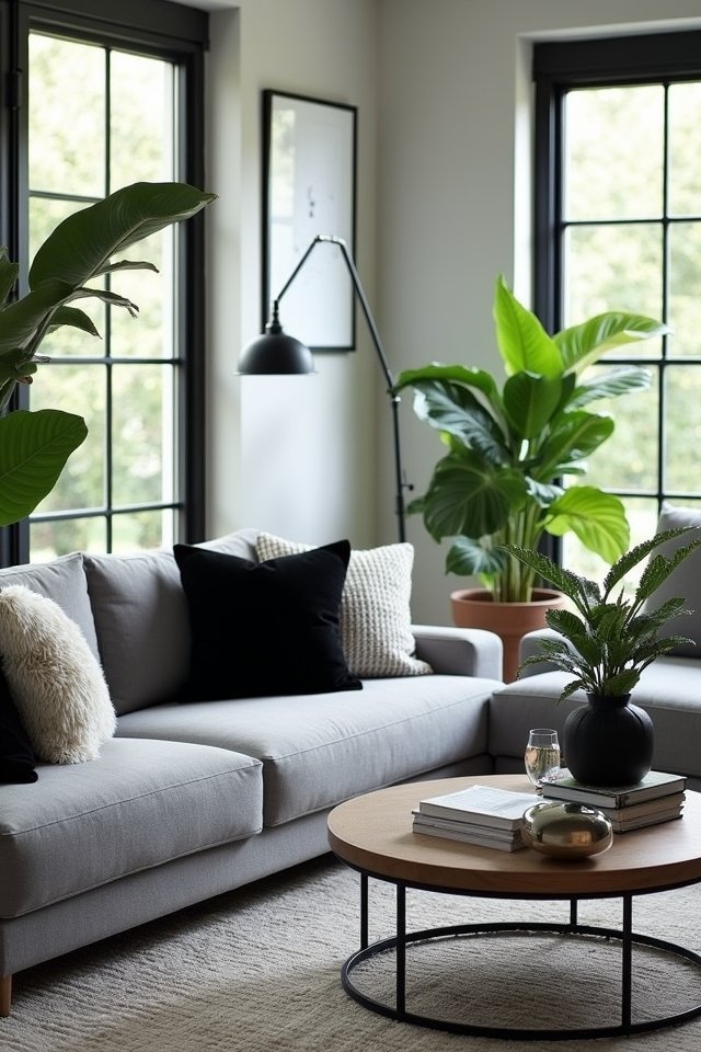 lush plants sleek greys