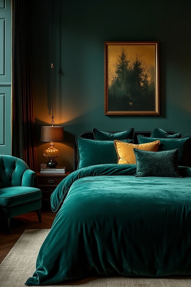 luxe velvet bedroom accents