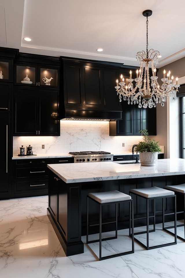 luxurious black and white kitchen