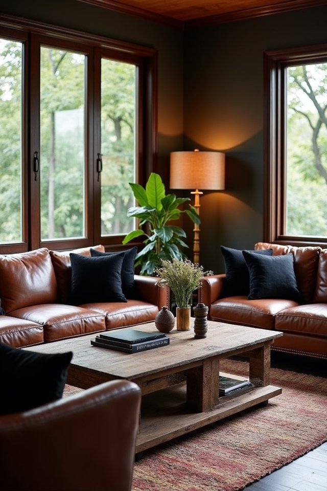 luxurious brown leather furniture