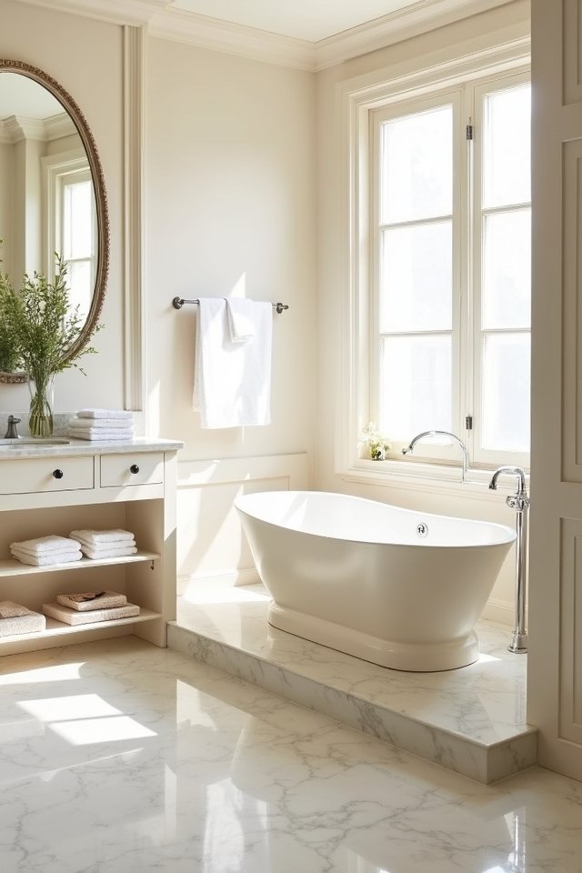 luxurious cream marble bathtub