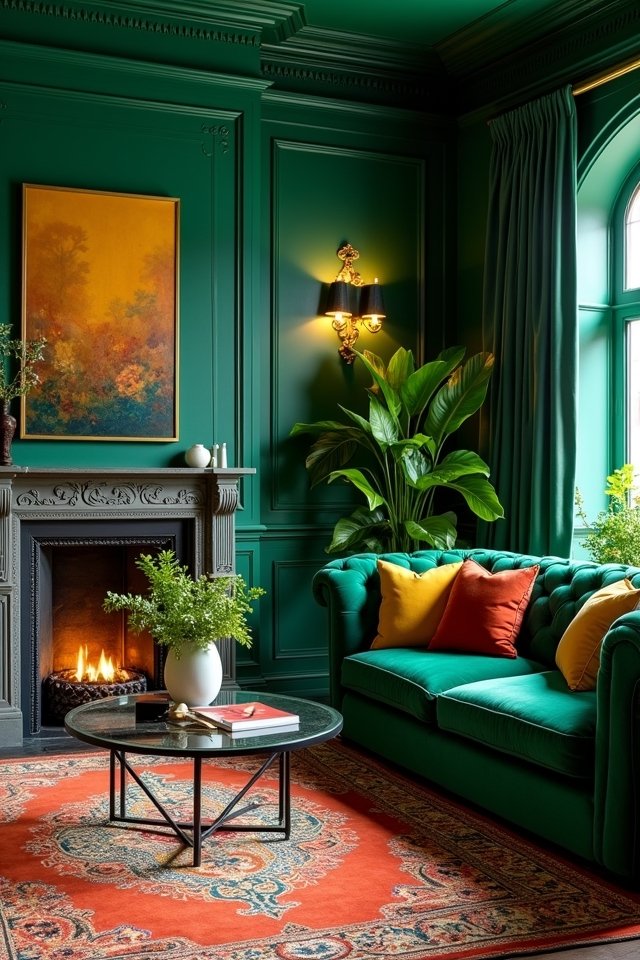 luxurious emerald green accents