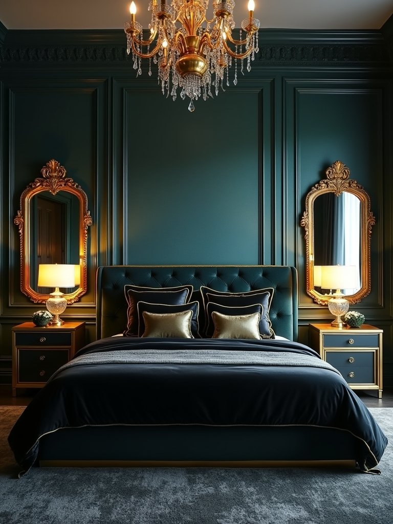 luxurious gold bedroom accents