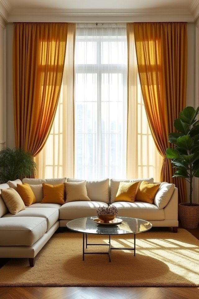 luxurious gold curtain accents