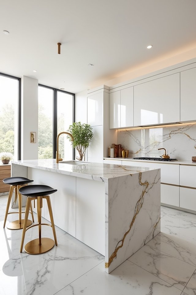luxurious gold veined marble countertops