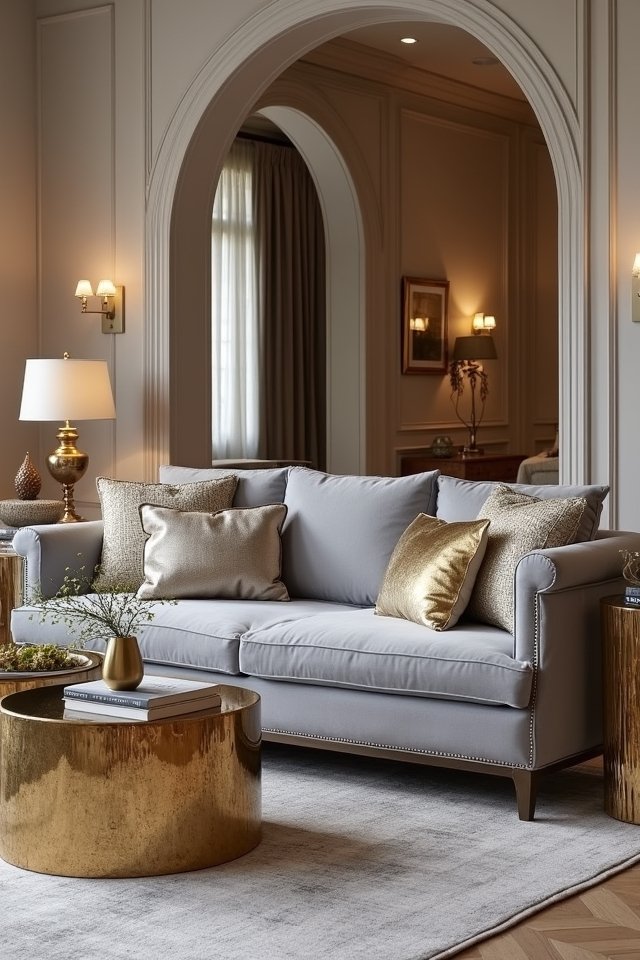 luxurious gray sofa glamour