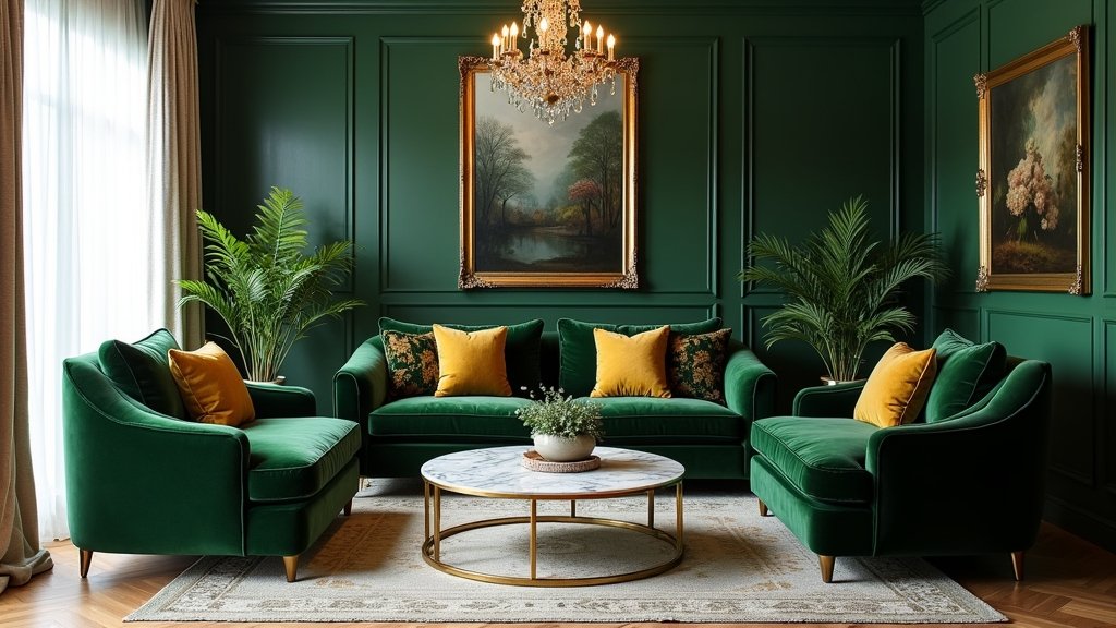 luxurious green and gold decor