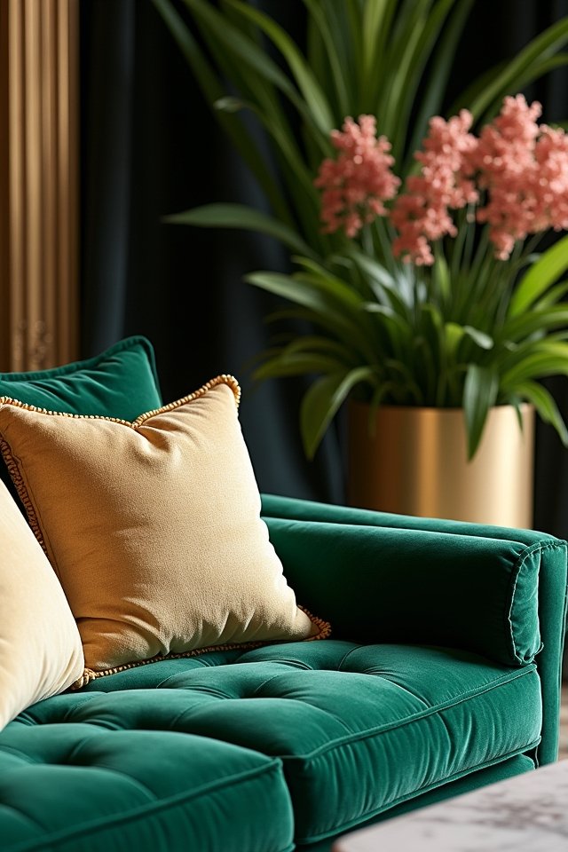 luxurious green sofa elegance