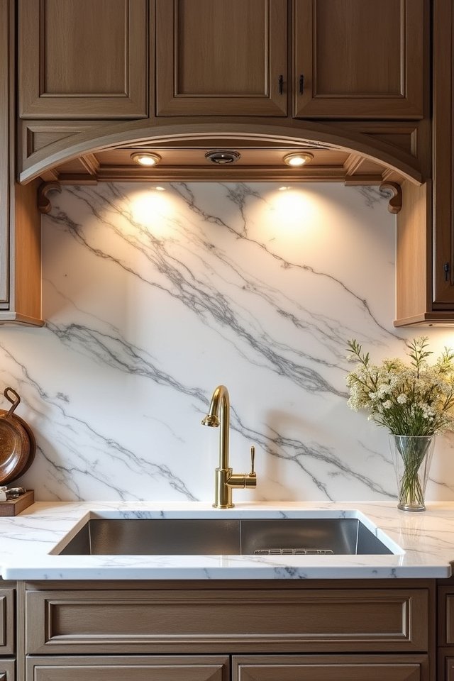 luxurious marble backsplash statement