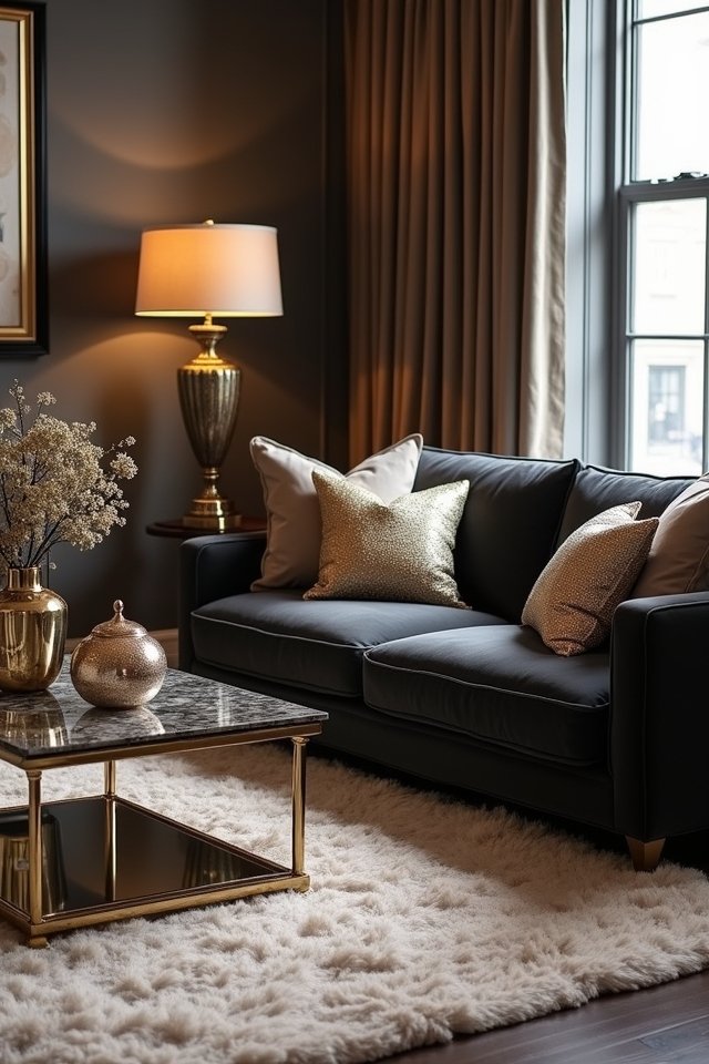 luxurious metallic glam decor