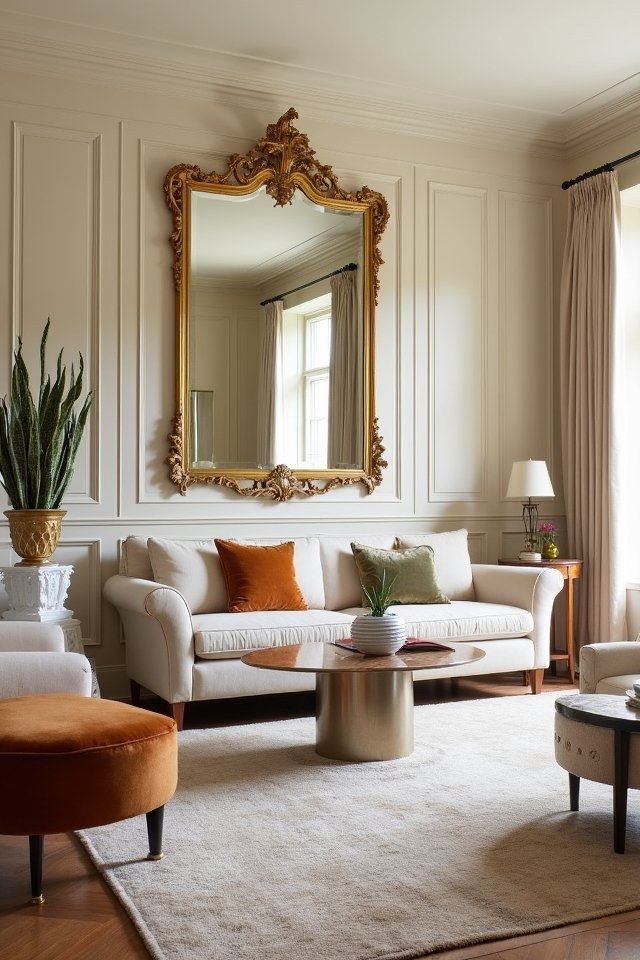 luxurious mirrors enhance decor