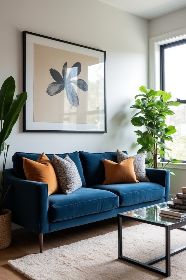 luxurious navy blue sofas