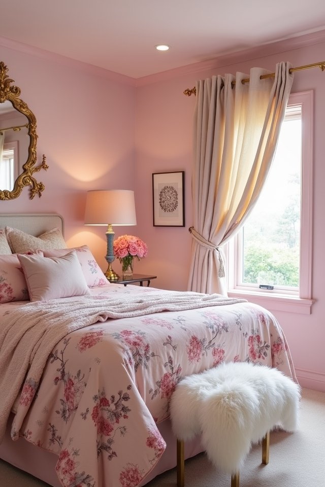 luxurious pink bedroom accents