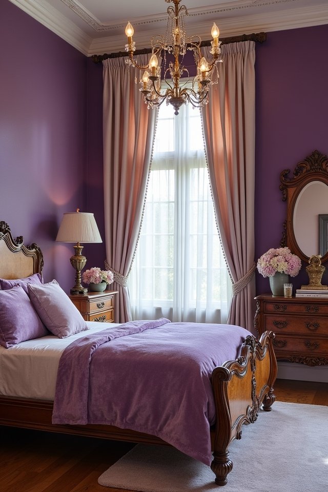 luxurious purple bedroom retreat
