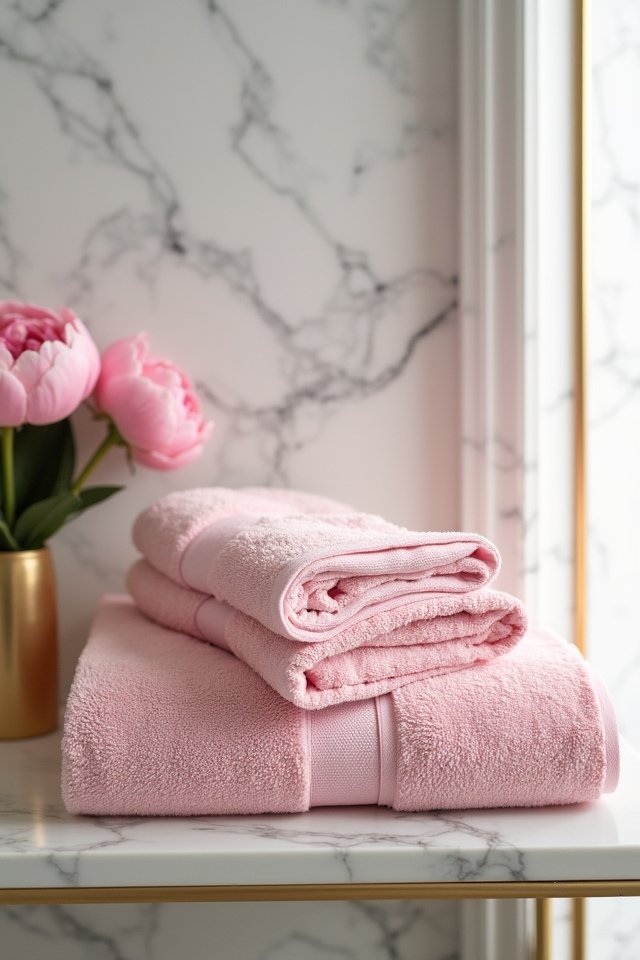 luxurious soft pink towels