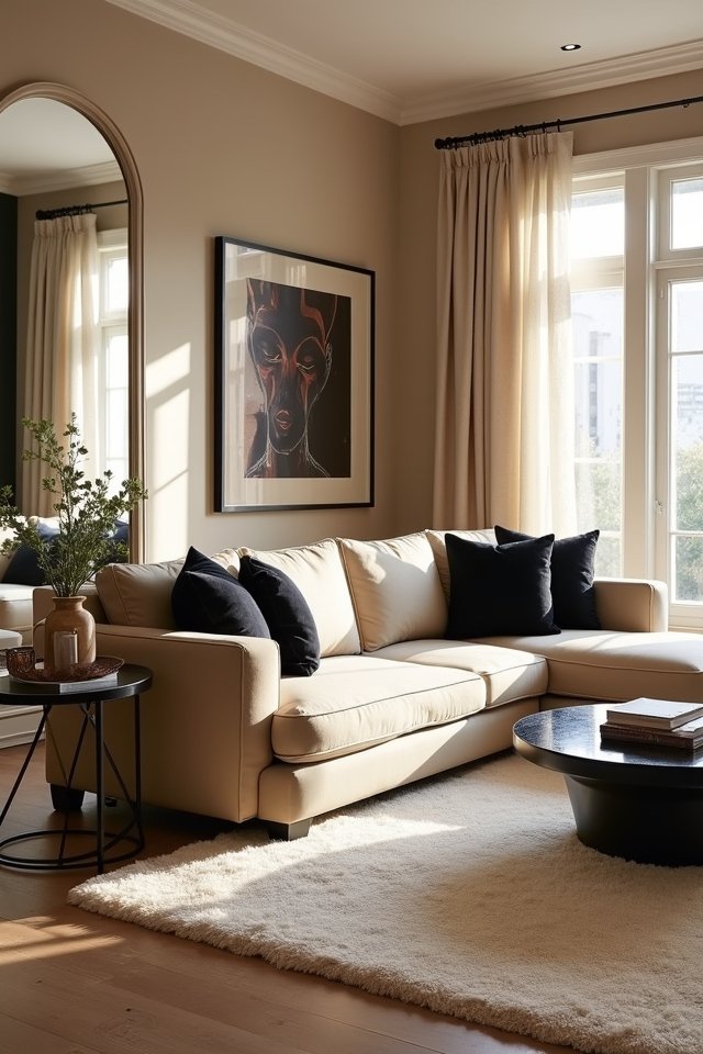 luxurious statement beige sofa