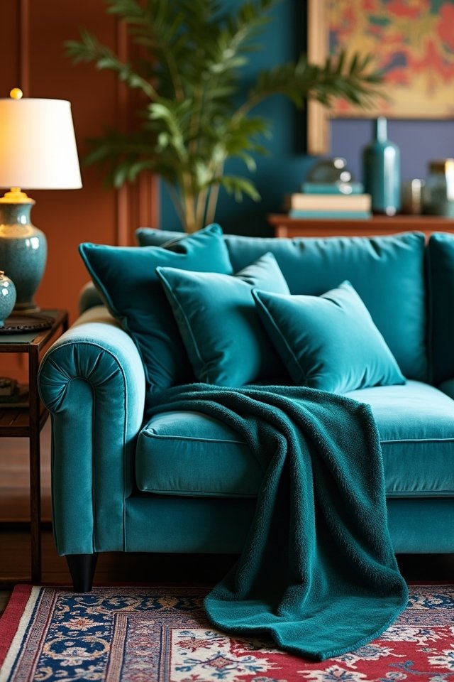 luxurious teal textile comfort