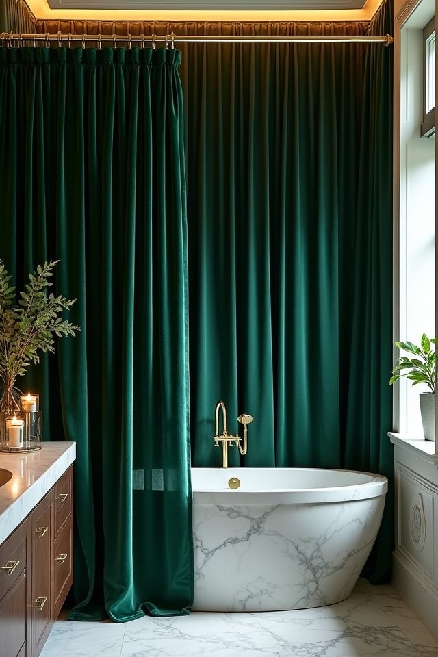 luxurious velvet bathroom curtains