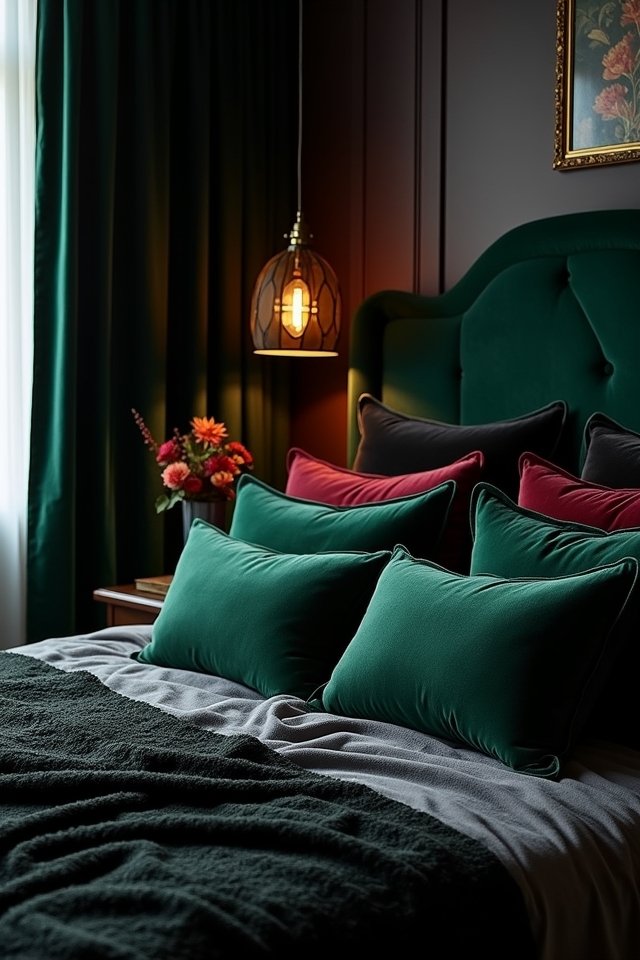 luxurious velvet bedroom accents