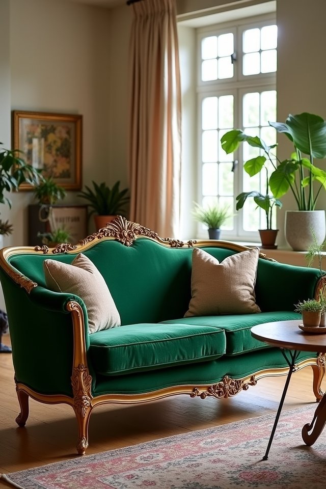 luxurious vintage green sofa