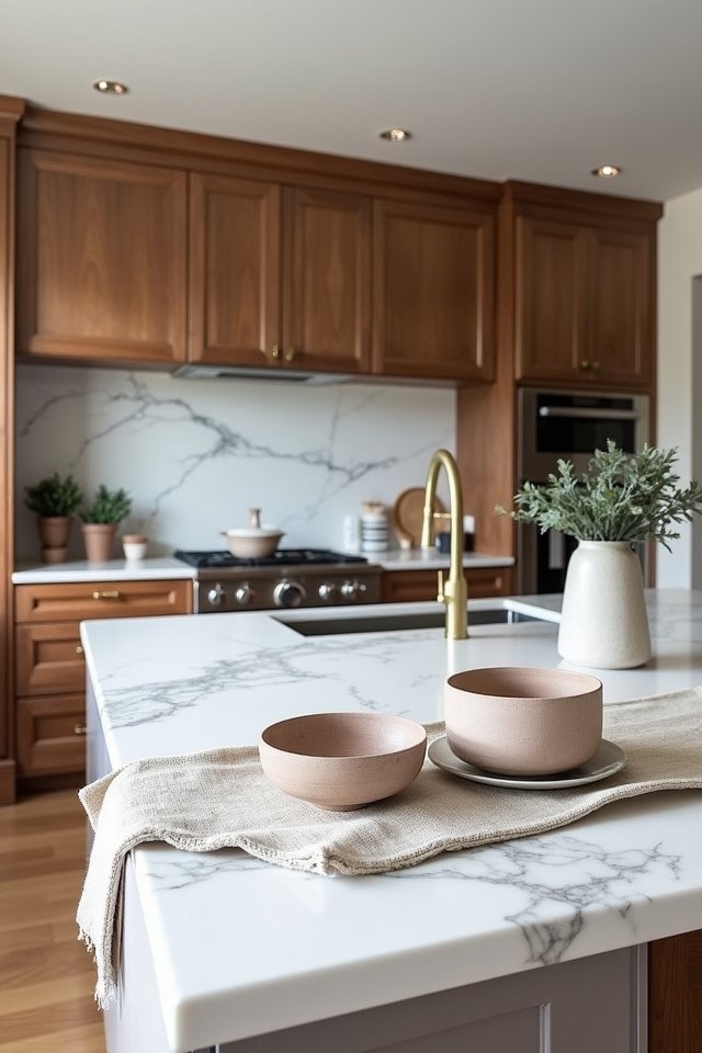 marble and wood harmony