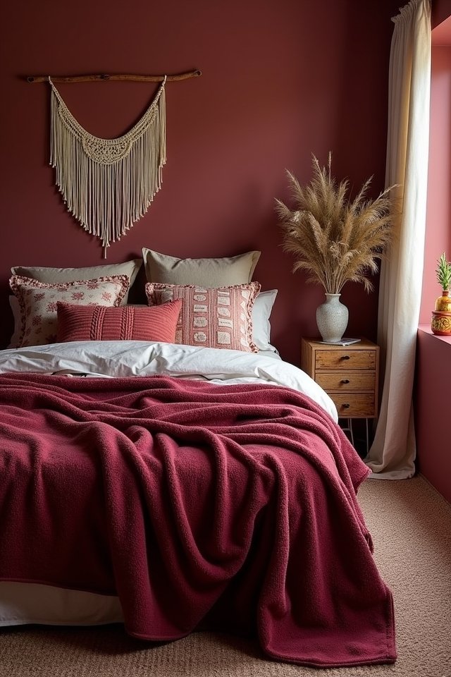 maroon textiles for comfort