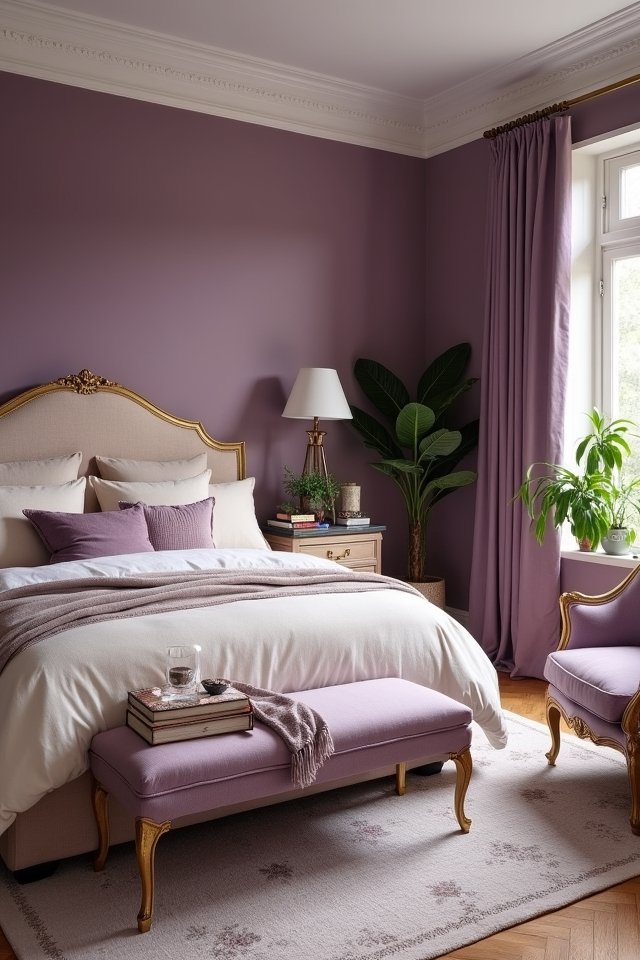 mauve walls create elegance