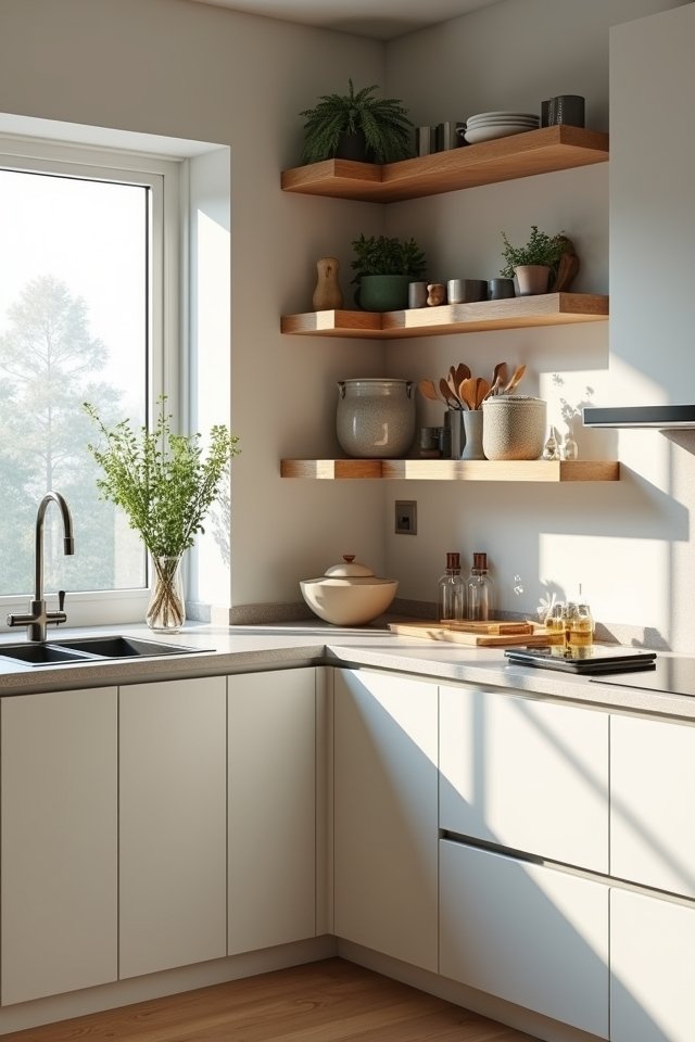 maximize space with corner shelves