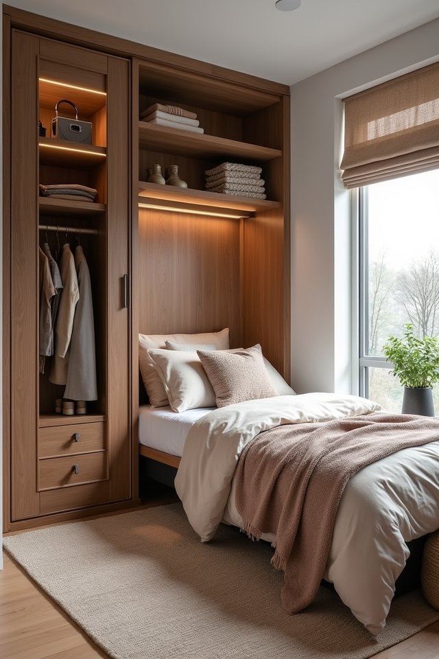 maximize tiny bedroom storage