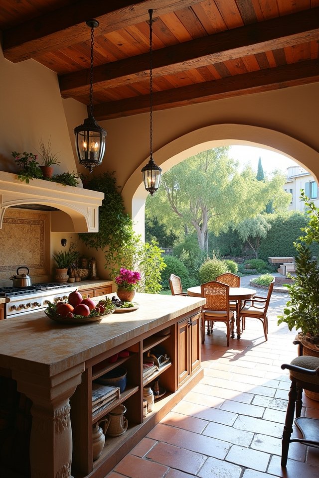 mediterranean kitchen with patio