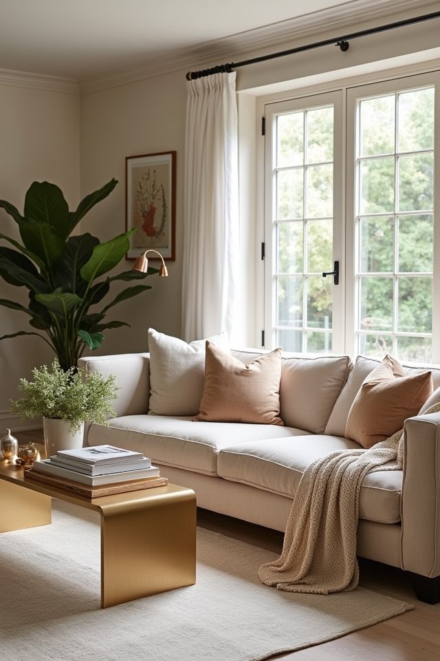 metallic accents enhance coziness