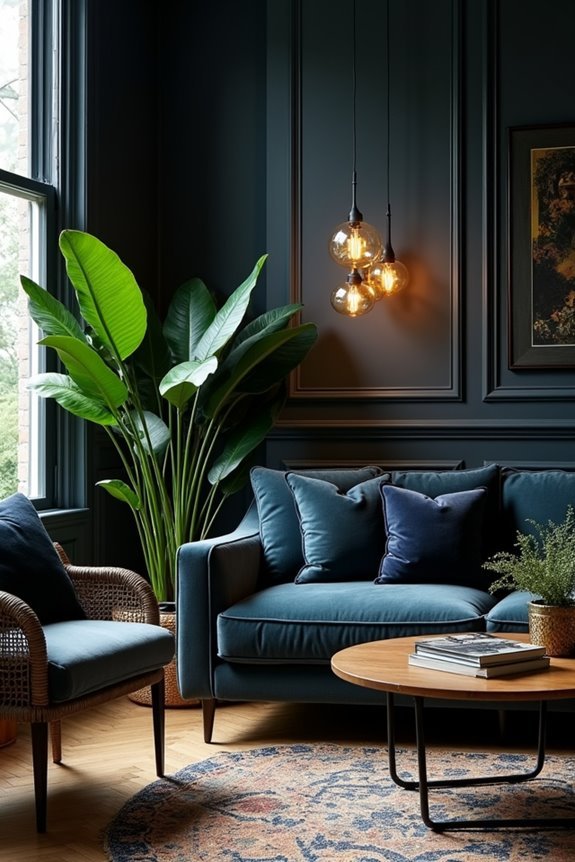 metallic accents enhance darkness