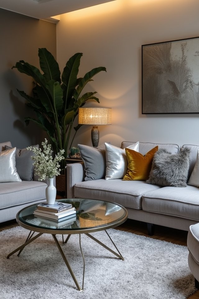 metallic accents enhance grey